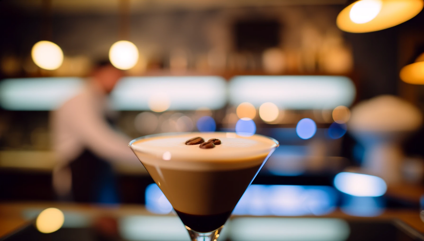 Lanna Coffee espresso martini with barista in the background